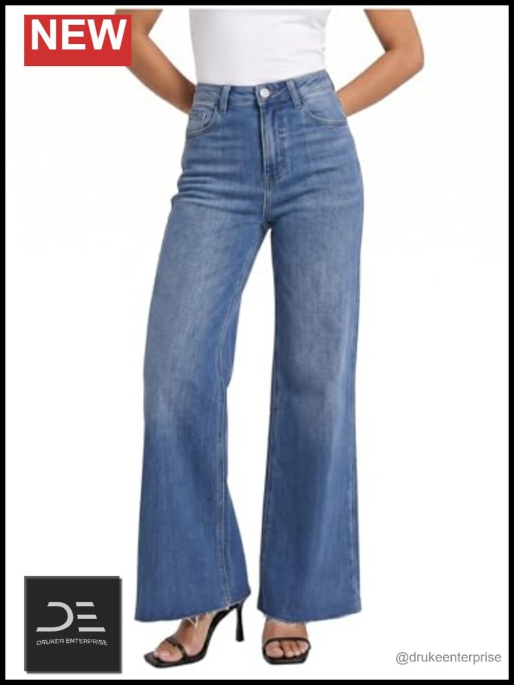 High Waisted Wide Leg Stretchy Jeans for Women Flare Denim Pants